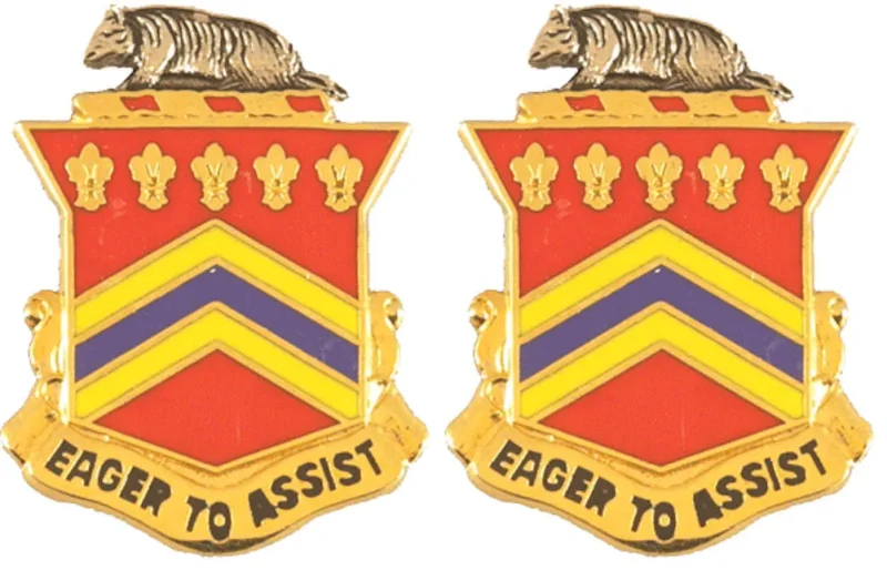 120th field artillery unit insignia pair eager to assist