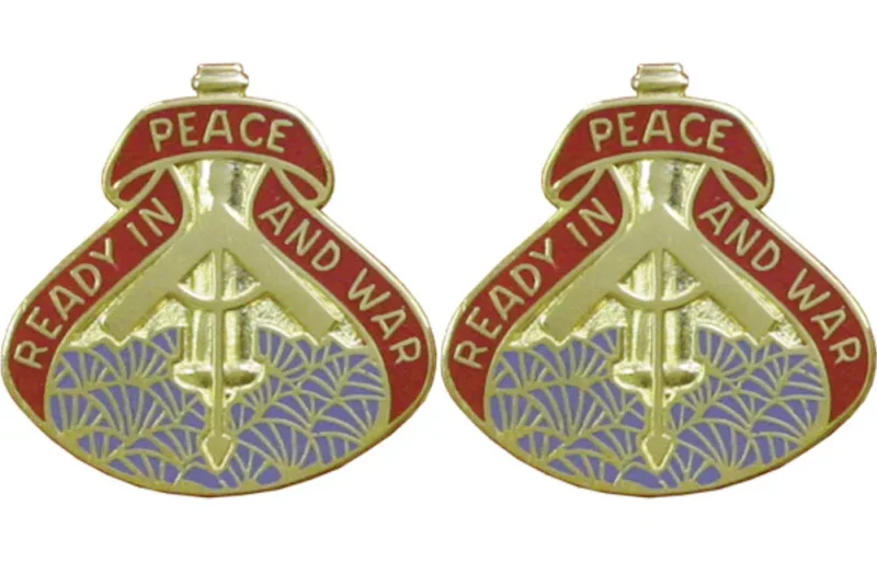 138th field artillery brigade insignia pair ready for peace war