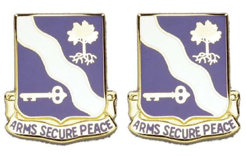 143rd infantry insignia pair arms secure peace