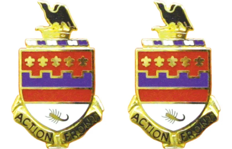 146th field artillery unit insignia pair action front