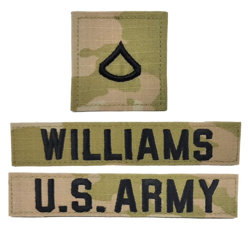 3 piece u s army ocp name tape rank set 3 color ocp