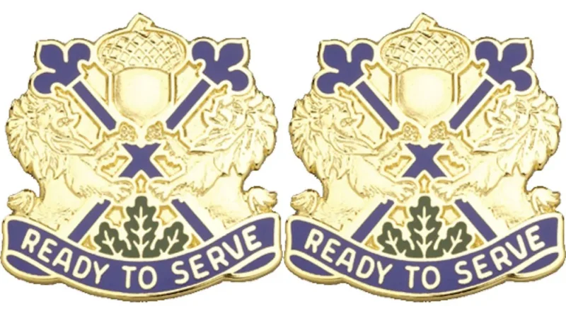 87th division training support unit insignia pair ready to serve