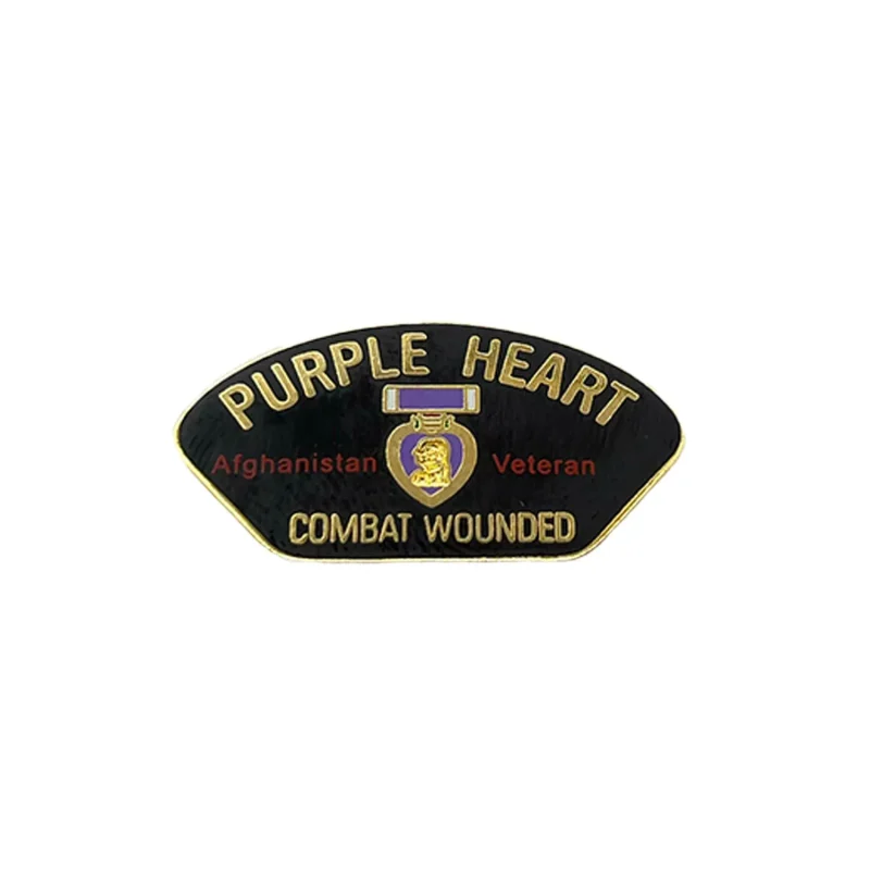 affghanistan purple heart metal pin honor and pride