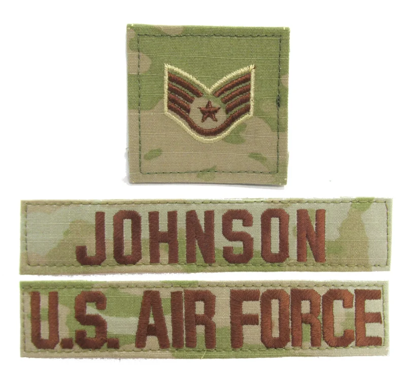 air force acu ocp name tape rank set 3pc