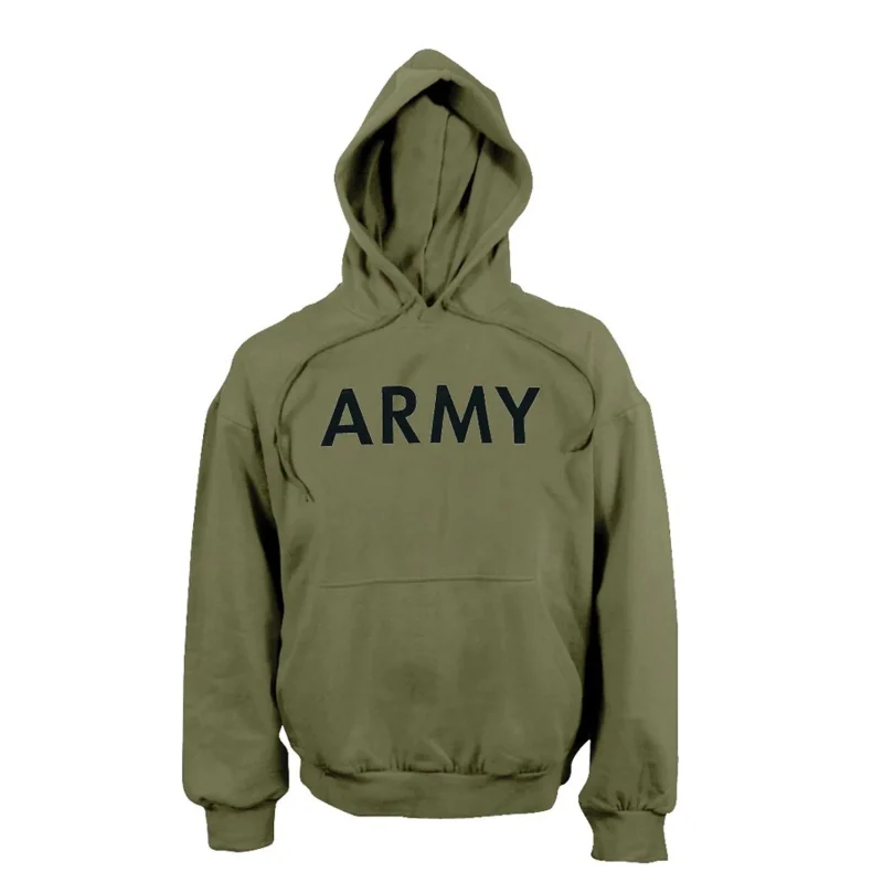 army hooded pullover sweatshirt for pt