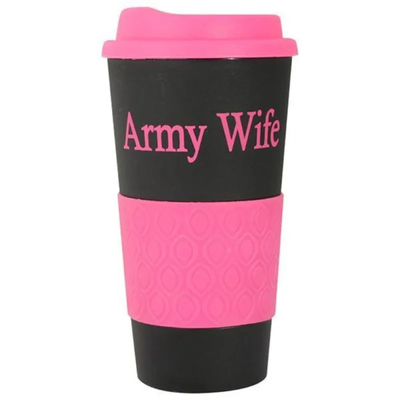 army wife gift mug black and pink