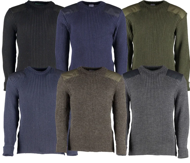 british commando wool crew neck sweater multi color options