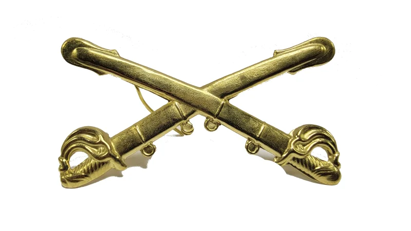 civil war cavalry brass hat insignia crossed sabers scaled