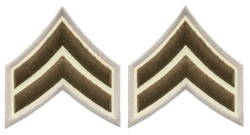 cook county chevrons brown on beige corporal rank insignia