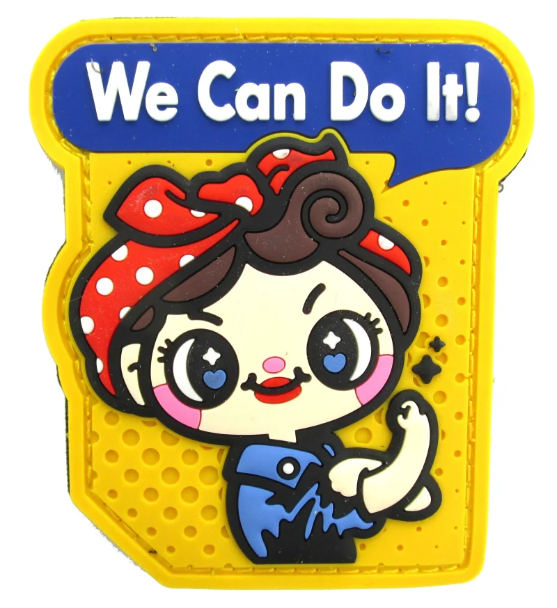 cute rosie the riveter patch pvc with hook fastener scaled