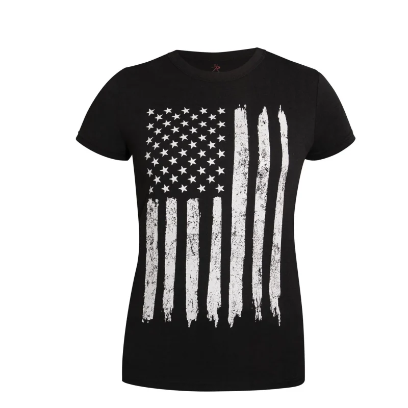 distressed us flag long t shirt for women