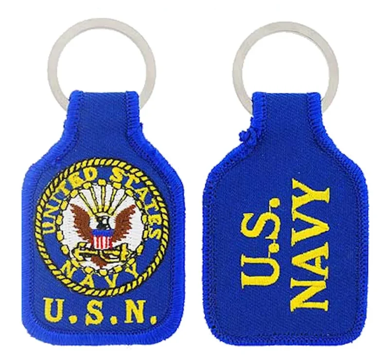 embroidered u s navy emblem keychain