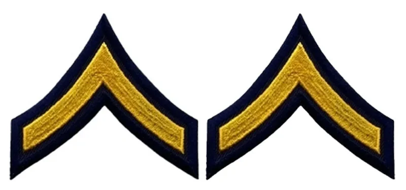 gold pfc chevrons on navy medium size