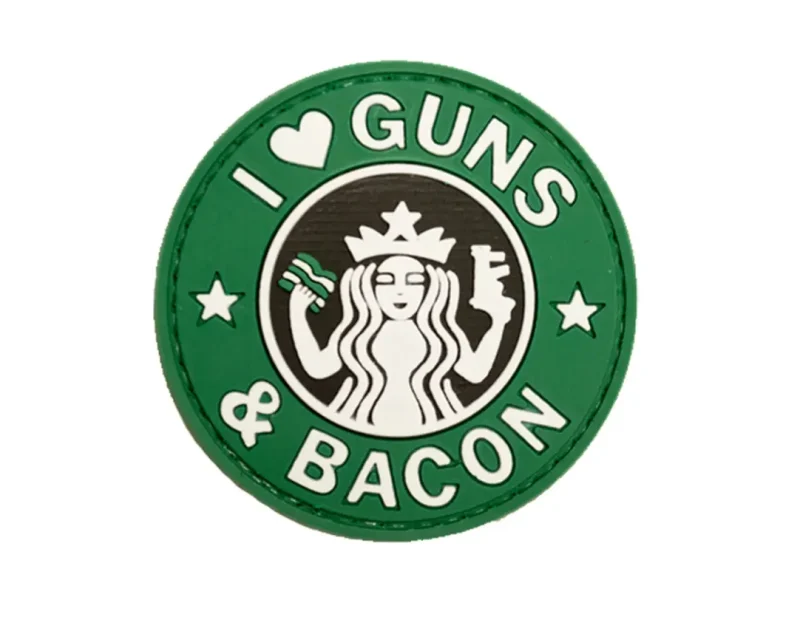 guns bacon pvc morale patch small