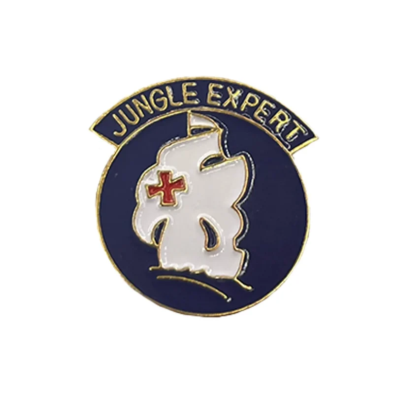 jungle expert metal pin badge