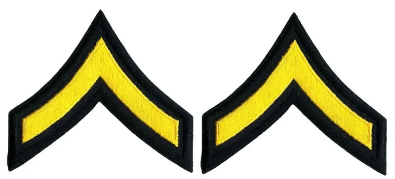 medium gold chevrons on black pfc patches