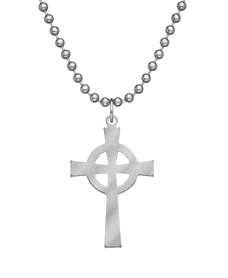 military celtic cross necklace with dog tag chain