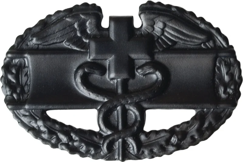 military combat medical badge black metal pin