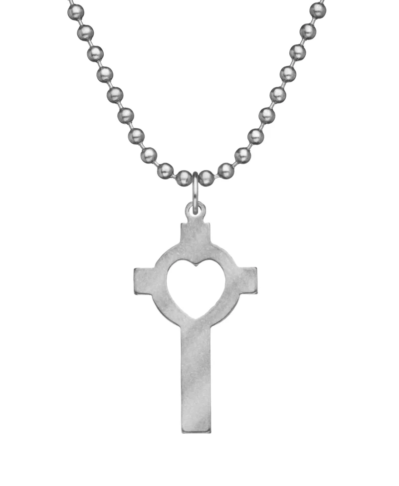 military cross necklace with dog tag chain