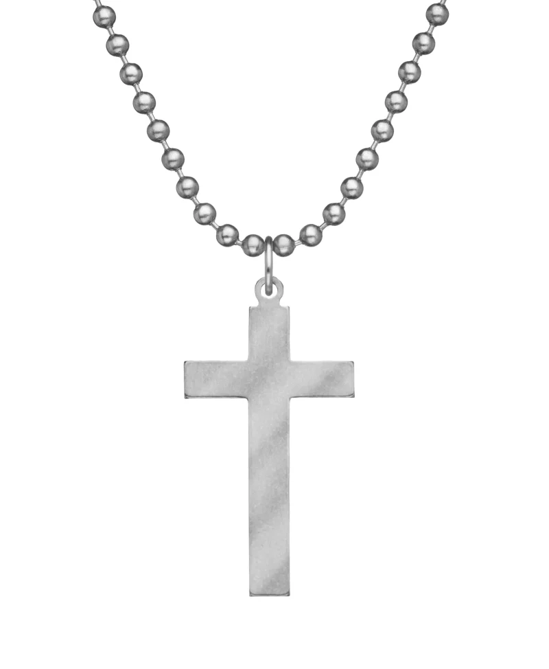 military grade long cross necklace with authentic dog tag chain