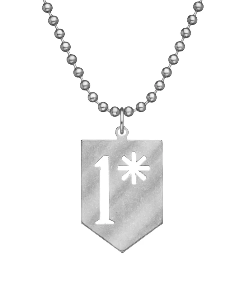 military style asterisk necklace with dog tag chain