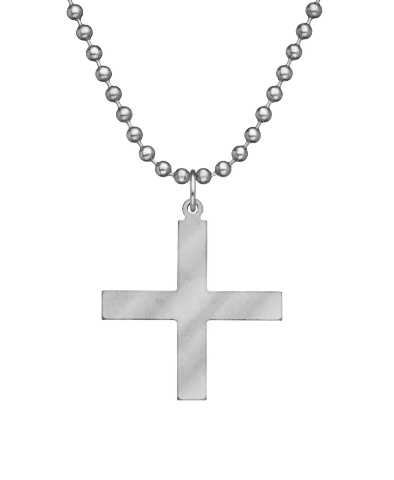 military style greek cross necklace with dog tag chain