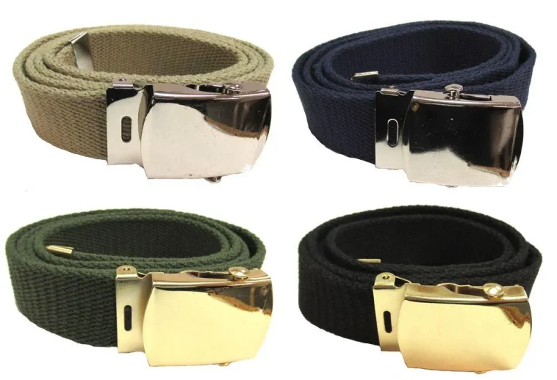 military style web belt with buckle