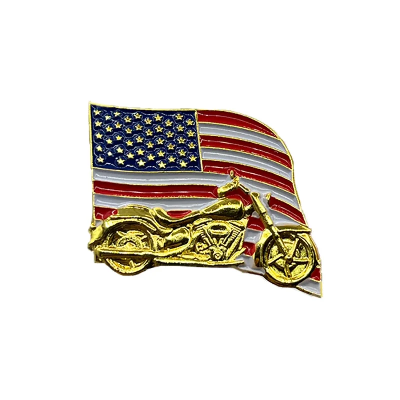 motorcycle metal pin usa flag design