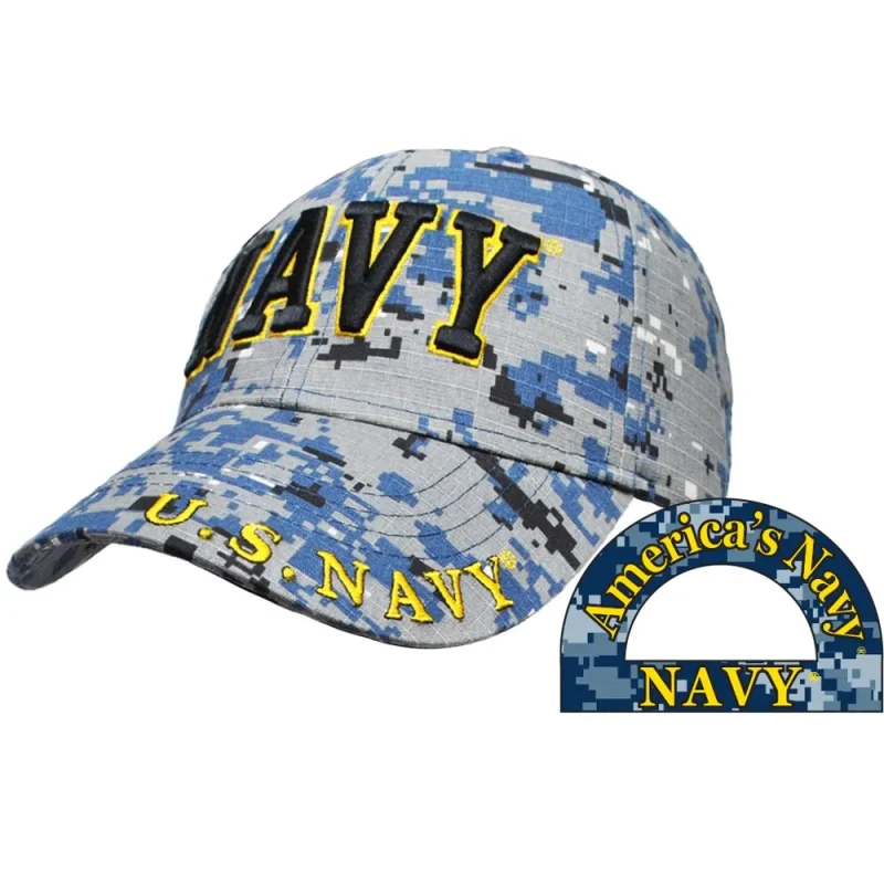 navy blue camo letter ball cap