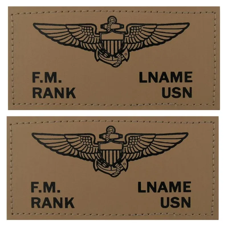 navy leather flight badge tan pair