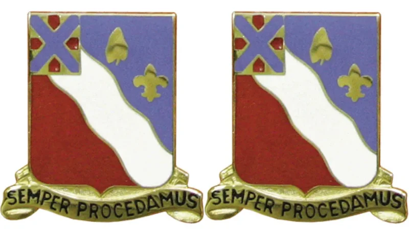 new york 156th field artillery insignia pair semper procedamus