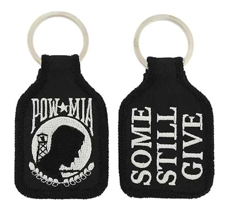 pow mia embroidered keychain