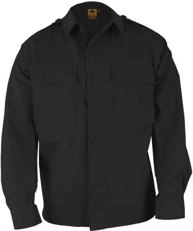 propper black twill bdu 2 pocket jacket with epaulets