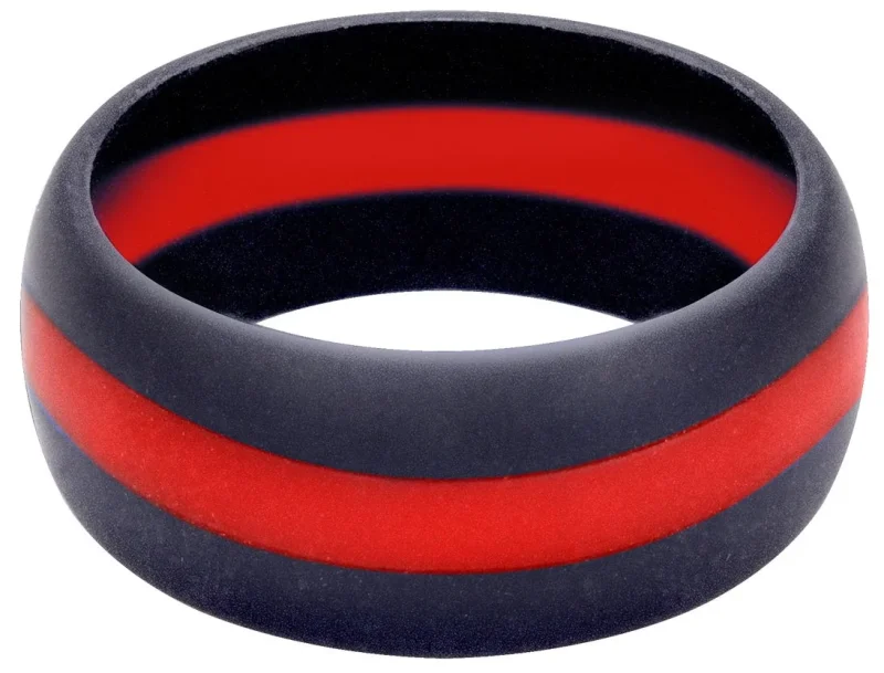 red line silicone wedding band