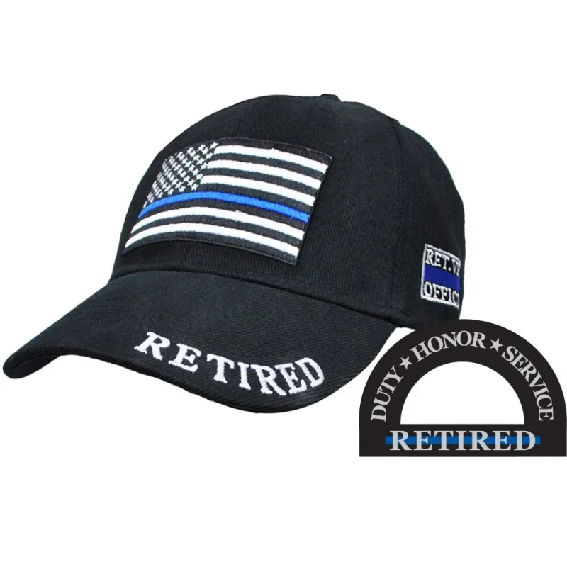 retired thin blue line flag baseball cap