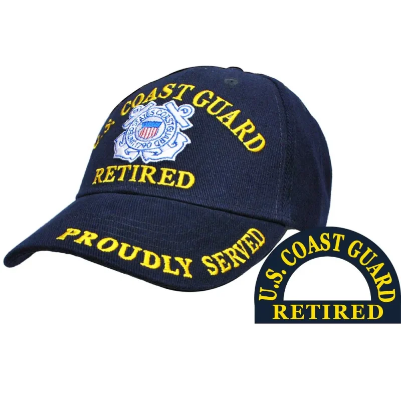 retired u s coast guard ball cap proudly served