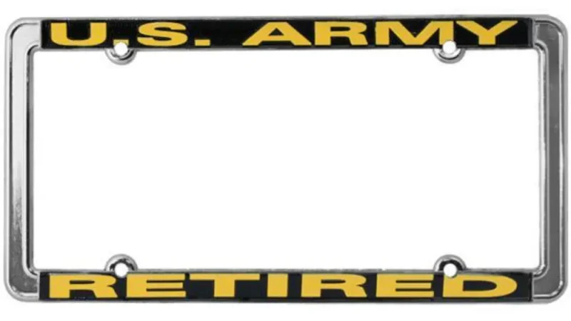 retired us army thin rim license plate holder