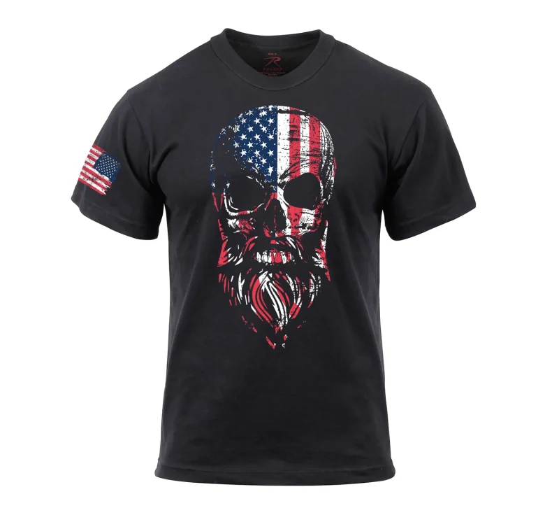 rothco black usa flag bearded skull tee