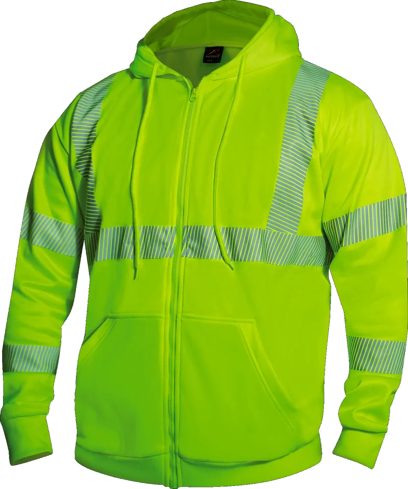 rothco hi vis performance safety green zippered sweatshirt