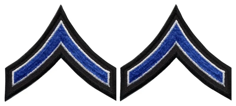 royal pfc chevrons with white edge on black