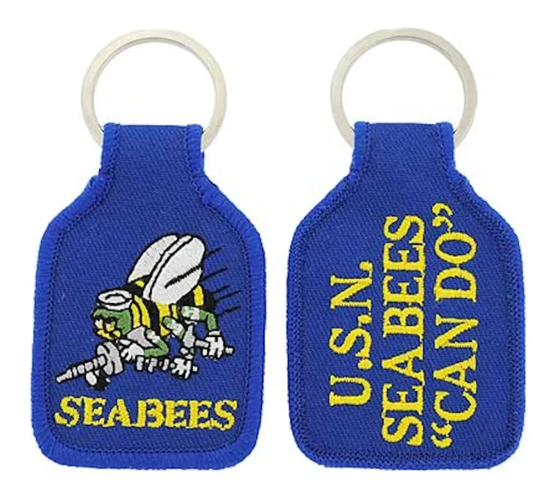 seabee embroidered key chain can do