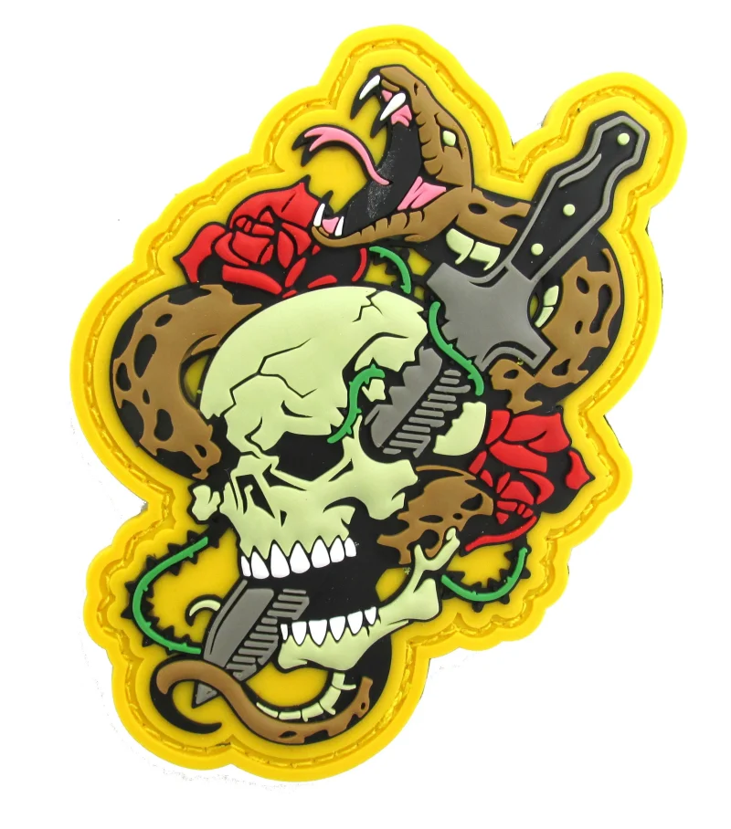 skull knife snake pvc morale patch hook fastener scaled