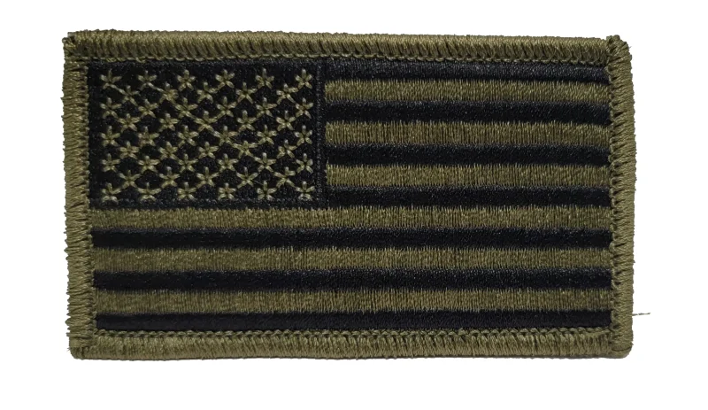 subdued green american flag patch forward facing scaled