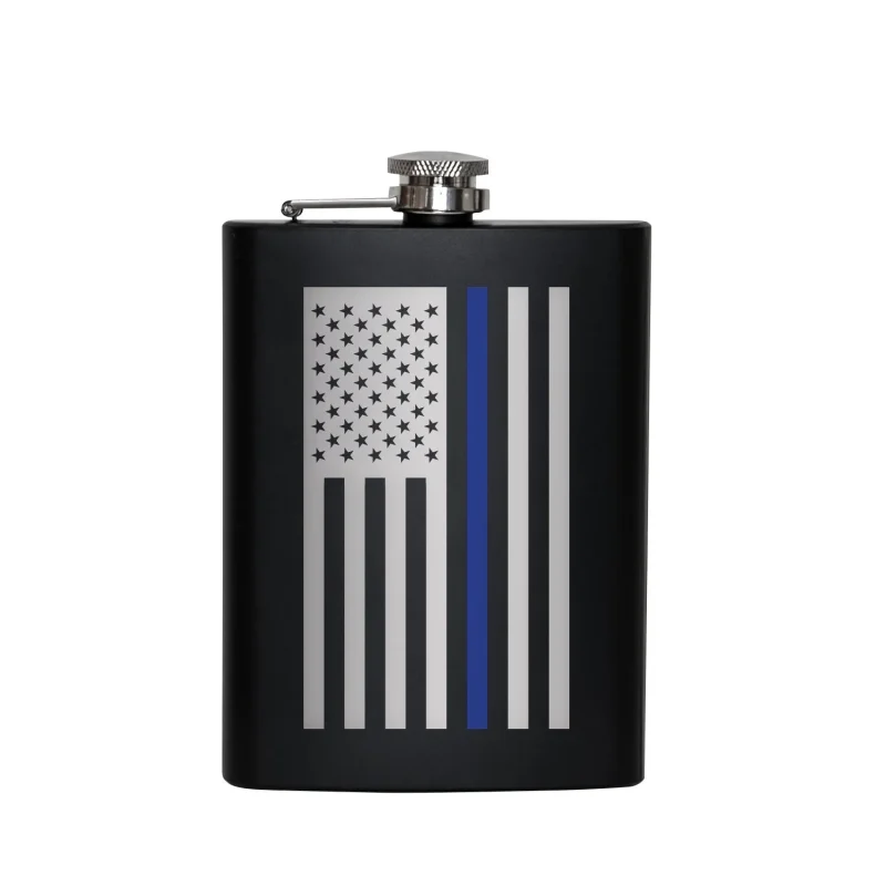 thin blue line stainless steel flask rothco