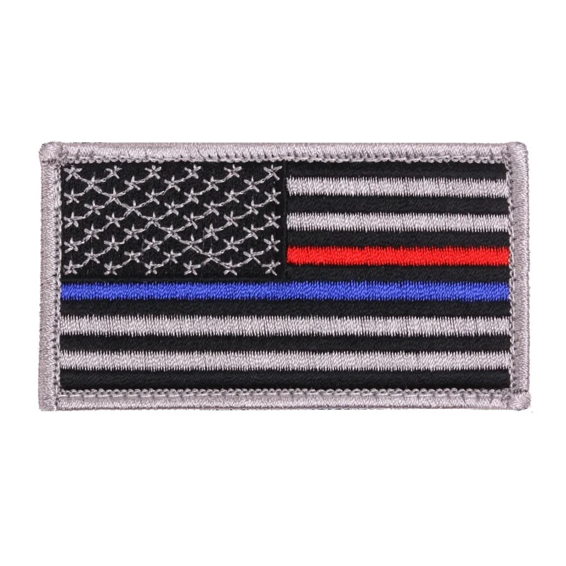 thin blue red line us flag patch hook back