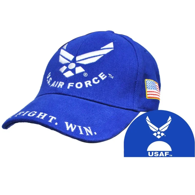 u s air force blue wing logo cap fight win on sale