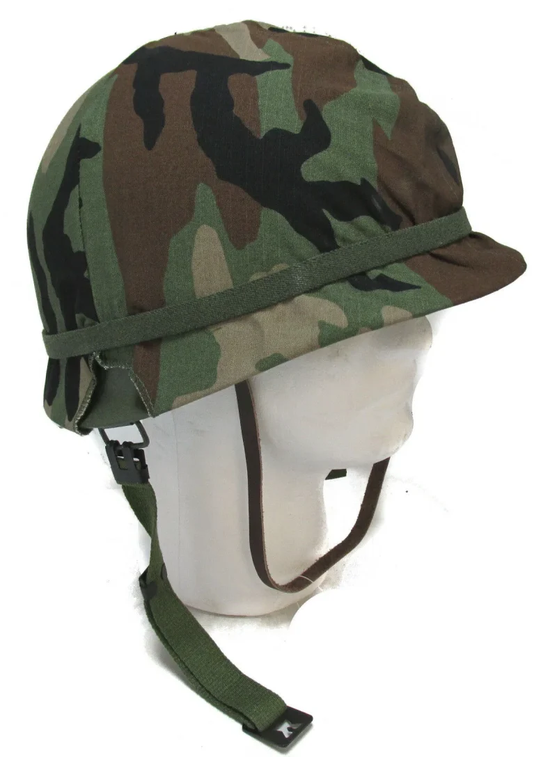 u s m1 helmet replica with woodland camo cover band