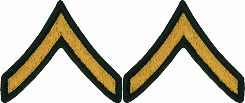 us army gold chevrons on green enlisted ranks pair