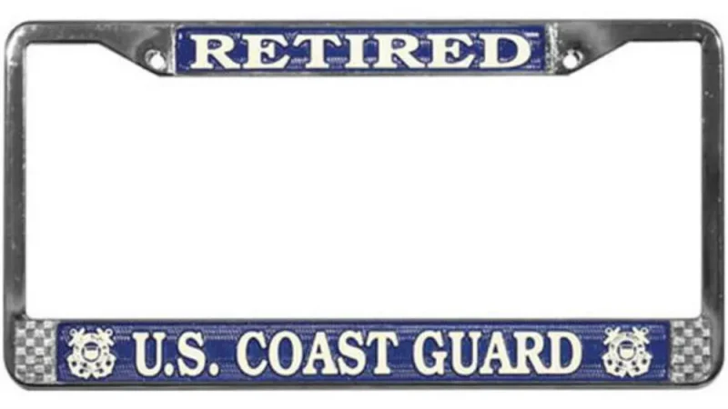 us coast guard metal license plate frame retired