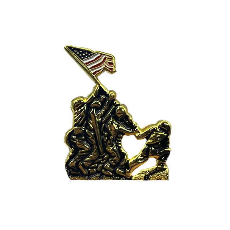 usmc iwo jima colored metal pin flag